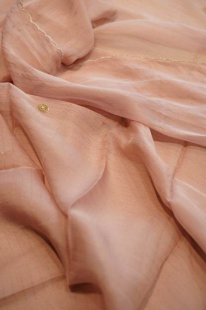 Pink Pure Silk Tissue Suit with Hand Work